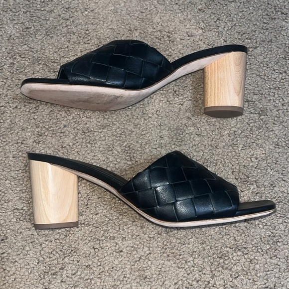 Veronica Beard Kiele Woven Leather Open Toe Mule Black 10.5 - Picture 3 of 9